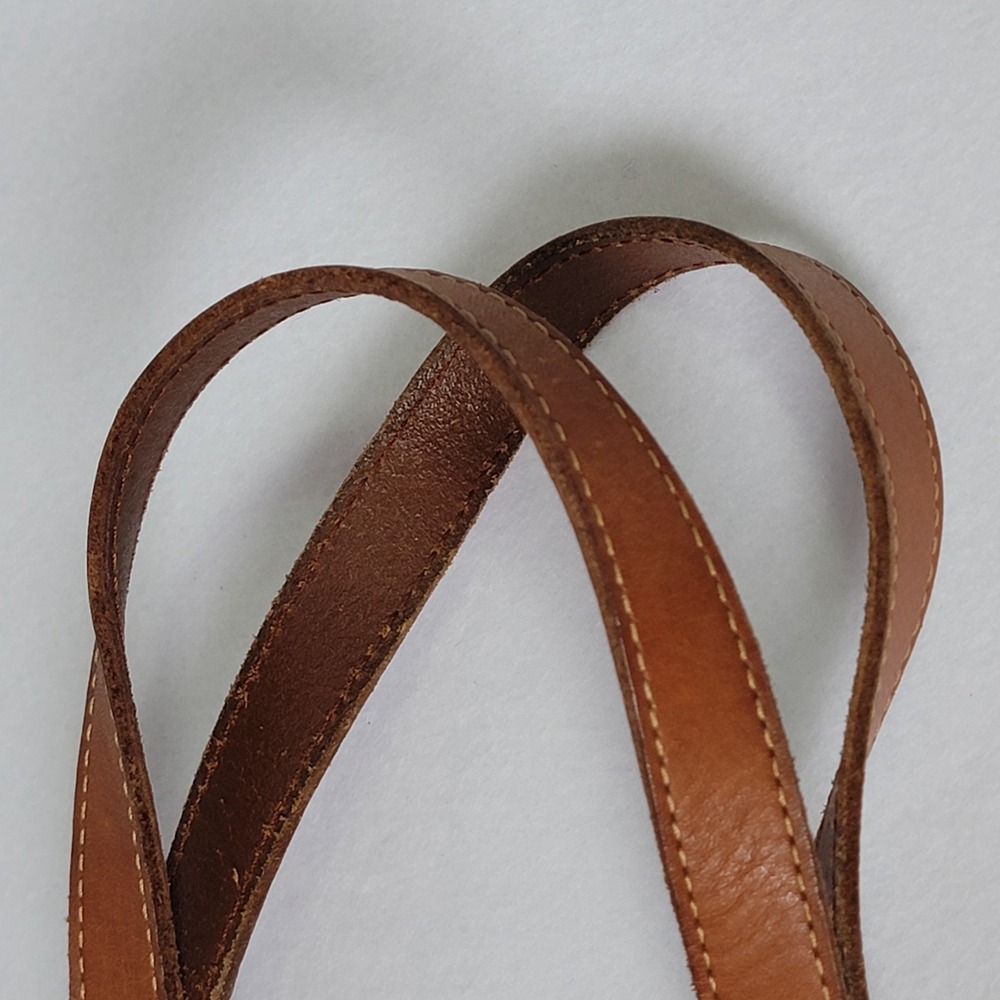 Fossil Brown Leather Floral Embossed Satchel with Tan Straps - Picture 9 of 13